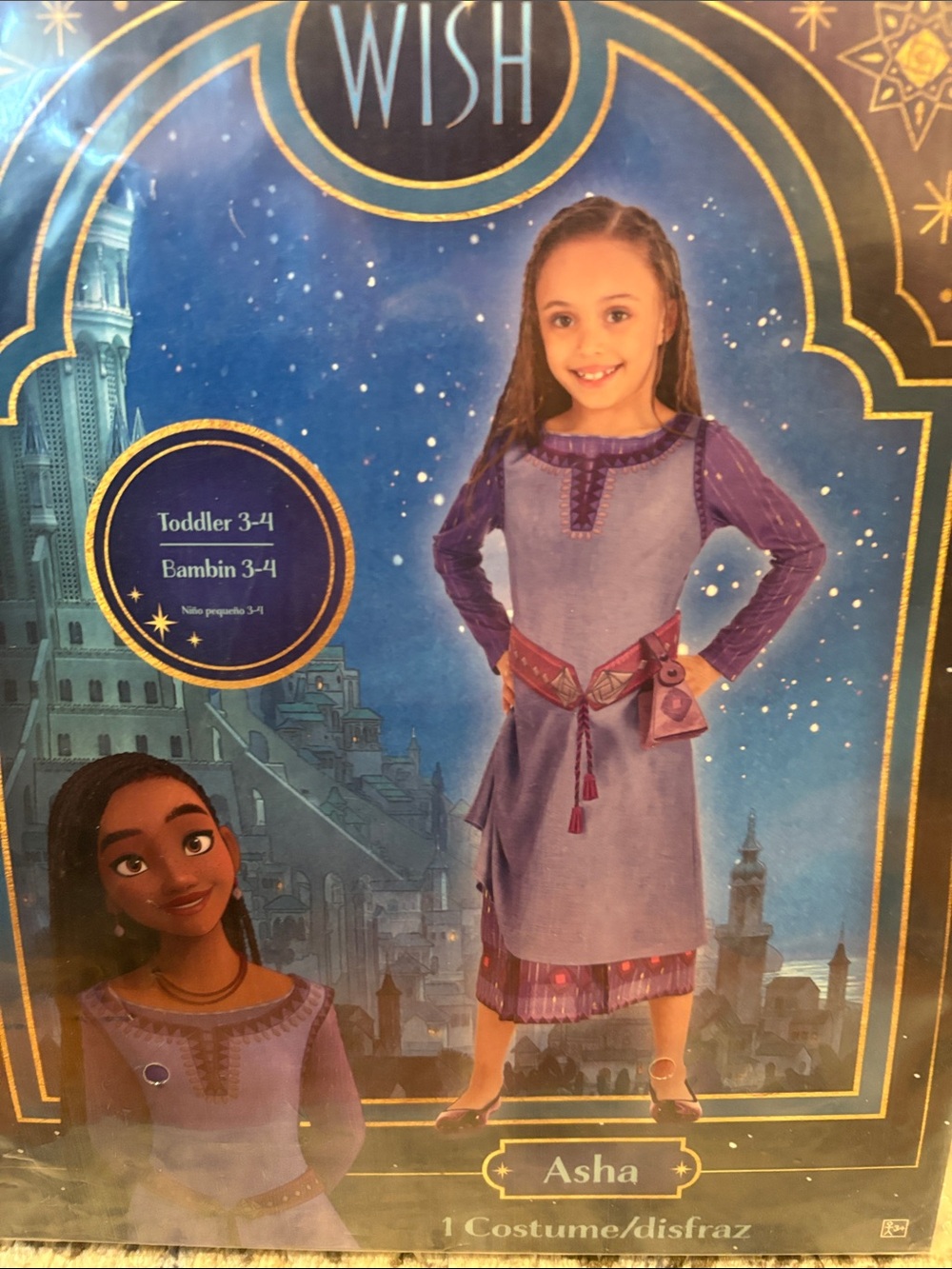 NWT Wish Purple Asha-Inspired Girls' Costume with Pink Belt Accents